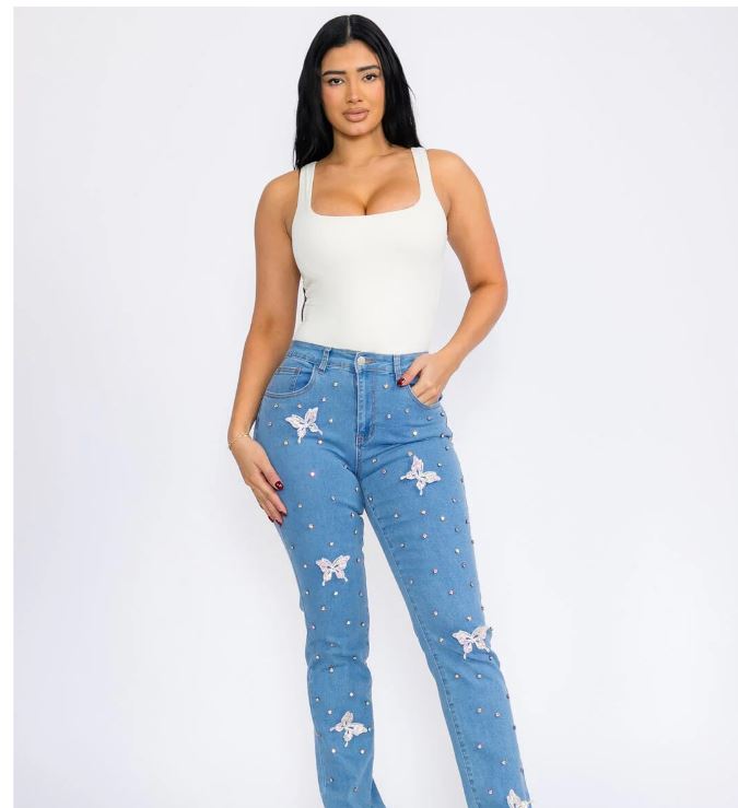 BUTTERFLY STRETCH DENIM SKINNY JEANS