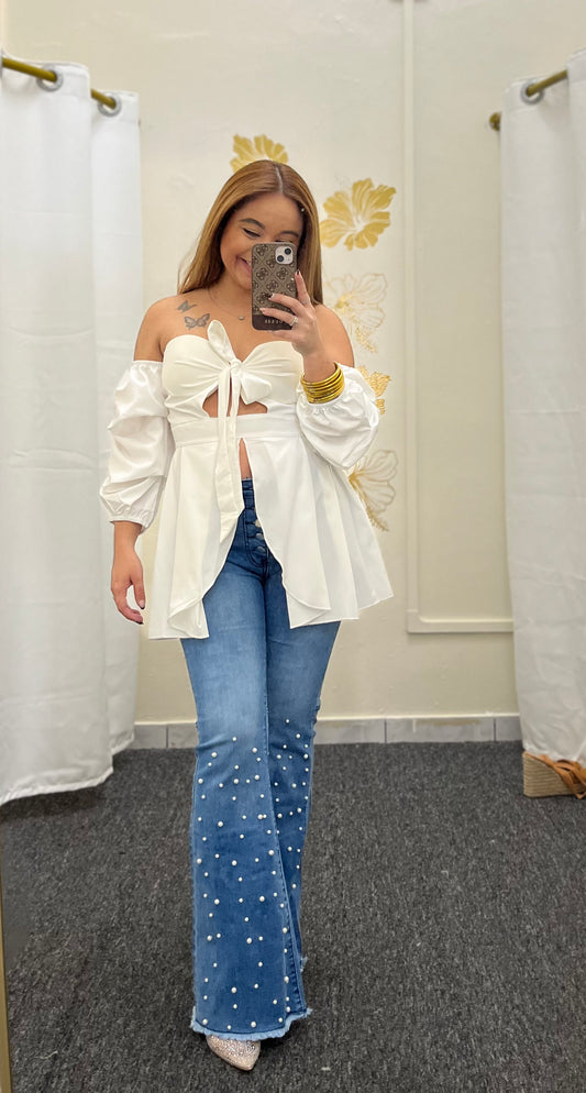 Pearl Bloom Flare Jeans